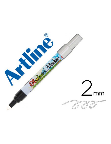 Rotulador artline glass marker especial cristal borrable en seco o humedo color blanco