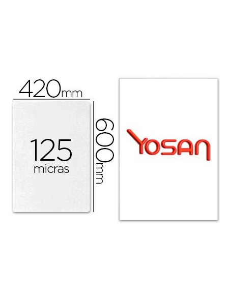 Bolsa de plastificar yosan brillo 420 x 600 mm 125 mc din a2 caja de 50 unidades Bolsa de plastificar yosan brillo 420 x 600 mm 125 mc din a2 caja de 50 unidades