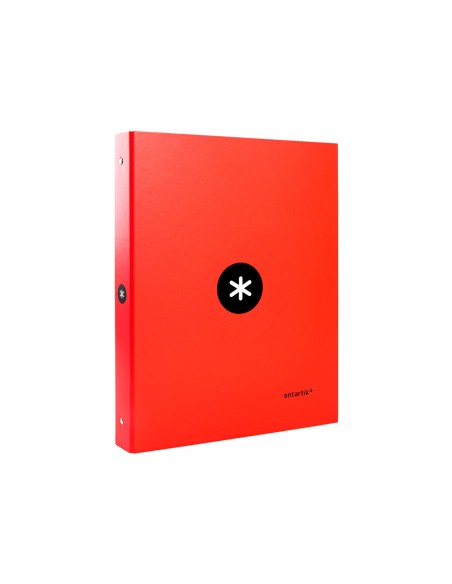 Carpeta antartik a4 forrada 4 anillas 25 mm redondas color rojo