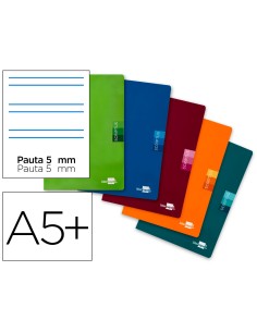 Libreta liderpapel scriptus a5 plus 48 hojas 90g m2 rayado montessori 5mm con margen colores surtidos