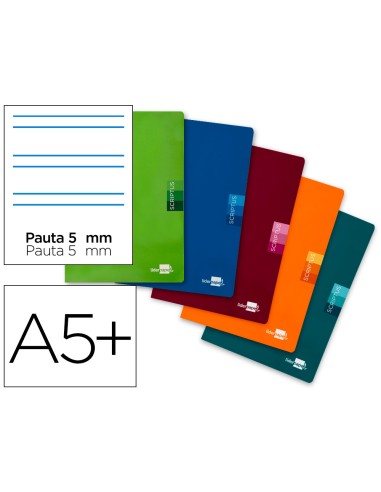 Libreta liderpapel scriptus a5 plus 48 hojas 90g m2 rayado montessori 5mm con margen colores surtidos