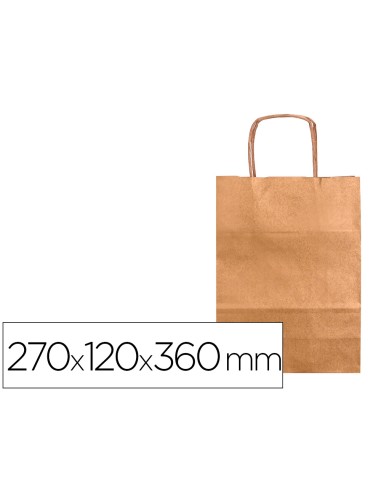 Bolsa kraft q connect natural asa retorcida 270x120x360 mm