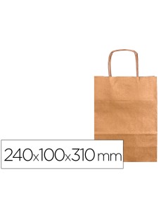 Bolsa kraft q connect natural asa retorcida 240x100x310 mm