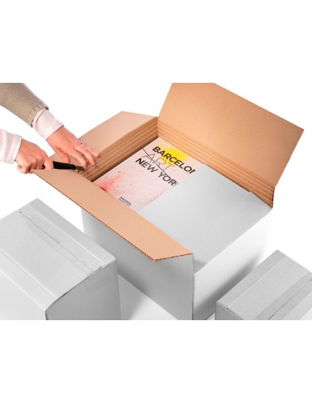 Caja para embalar q connect blanca regulable en altura doble canal 450x280 mm Caja para embalar q connect blanca regulable en altura doble canal 450x280 mm