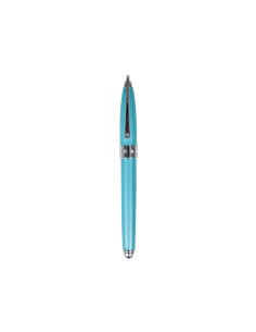 Juego de boligrafo y pluma belius brena turquesa lacado con cristal en la anilla central en estuche