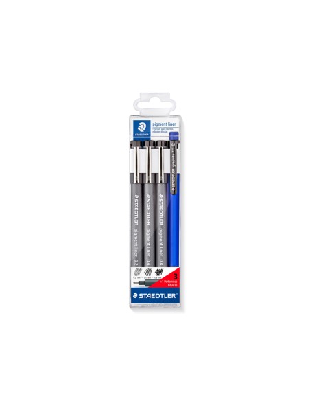Rotulador staedtler calibrado micrometrico negro bolsa de 3 unidades 02 04 08 mm portaminas 777 regalo