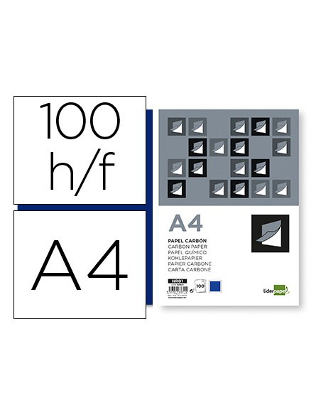 Papel carbon liderpapel film azul din a4 caja de 100 hojas