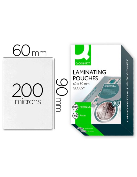 Bolsa de plastificar q connect 90 x 60 mm 200 mc carnet de nif caja de 100 unidades Bolsa de plastificar q connect 90 x 60 mm 200 mc carnet de nif caja de 100 unidades