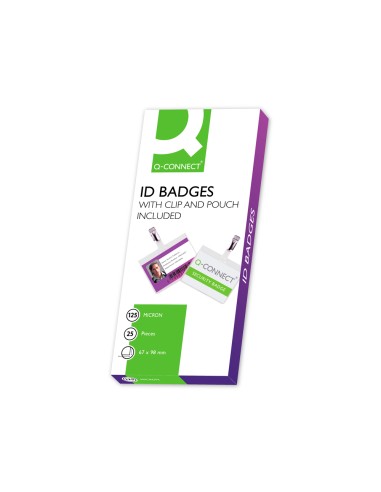 Bolsa de plastificar q connect 67x98 mm 125 mc con clip para tarjetas de visita caja de 25 unidades