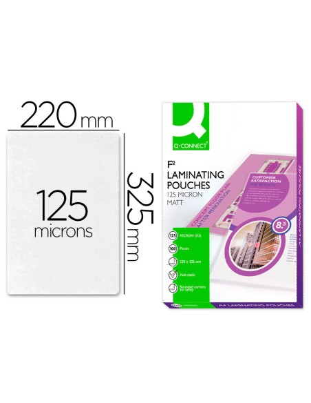 Bolsa de plastificar q connect 325 x 220 mm 125 mc folio caja de 100 unidades Bolsa de plastificar q connect 325 x 220 mm 125 mc folio caja de 100 unidades