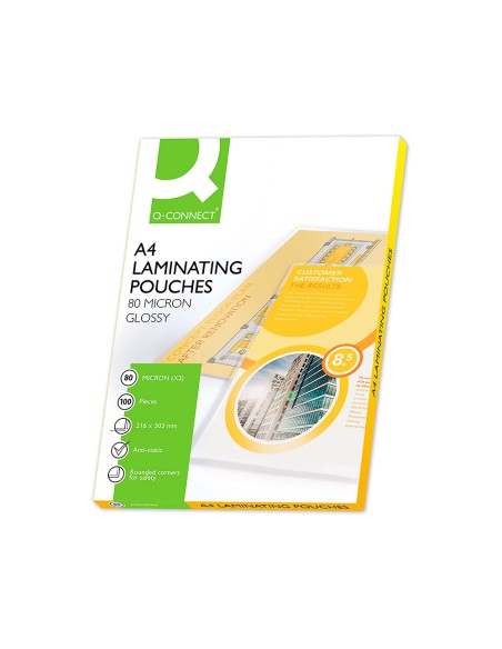 Bolsa de plastificar q connect 303 x 216 mm 80 mc din a4 caja de 100 unidades Bolsa de plastificar q connect 303 x 216 mm 80 mc din a4 caja de 100 unidades