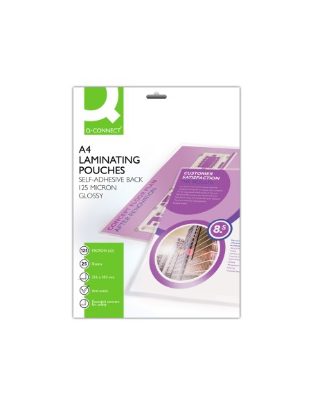 Bolsa de plastificar q connect 303 x 216 mm 125 mc din a4 autoadhesivas caja de 25 unidades Bolsa de plastificar q connect 303 x 216 mm 125 mc din a4 autoadhesivas caja de 25 unidades