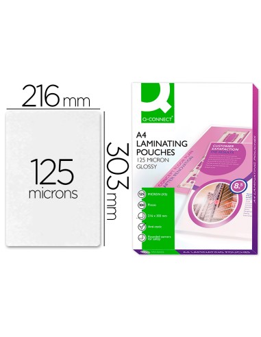 Bolsa de plastificar q connect 303 x 216 mm 125 mc din a4 a caja de 100 unidades