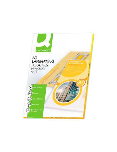 Bolsa de plastificar q connect 303 x 426 mm 80 mc din a3 mate caja de 100 unidades