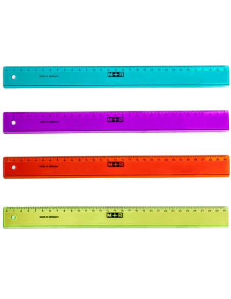 Regla mr 30 cm plastico graduada y biselada colores surtidos