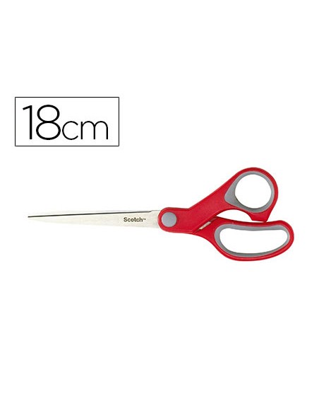 Tijera oficina scotch confort 18 cm de acero inoxidable mango ergonomico ambidiestros