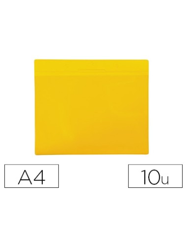 Funda tarifold magnetica din a4 horizontal identificacion palets y estanterias amarillo pack de 10 unidades