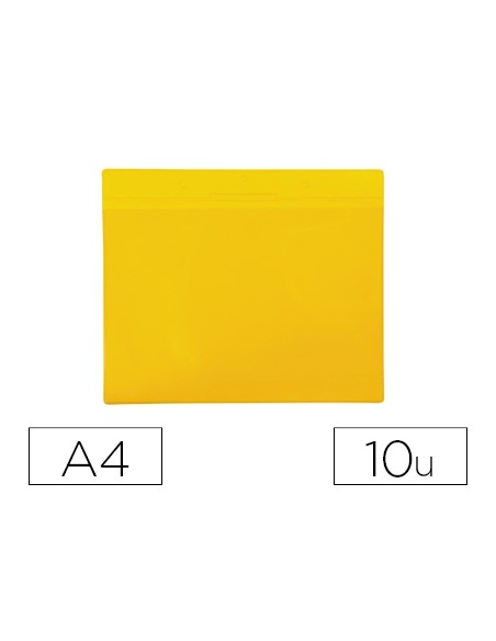 Funda tarifold magnetica din a4 horizontal identificacion palets y estanterias amarillo pack de 10 unidades