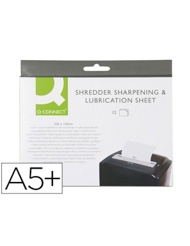 Hojas lubricantes y afiladoras q connect para destructora paquete de 12 hojas tamano 220x150 mm