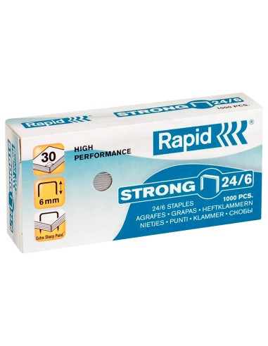 Grapas rapid nº 24 6 strong galvanizadas caja de 1000 unidades