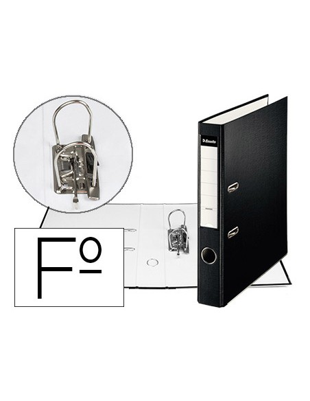 Archivador de palanca esselte carton forrado pvc folio lomo de 50 mm con rado negro