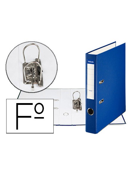 Archivador de palanca esselte carton forrado pvc folio lomo de 50 mm con rado azul