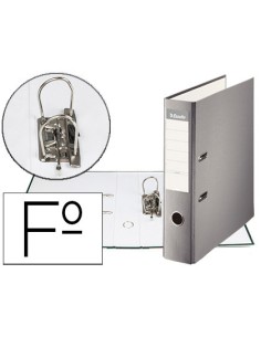 Archivador de palanca esselte carton forrado pvc folio lomo de 75 mm con rado gris