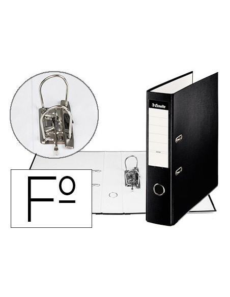 Archivador de palanca esselte carton forrado pvc folio lomo de 75 mm con rado negro