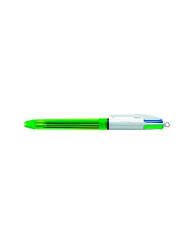 Boligrafo bic cuatro colores azul negro rojo amarillo fluor punta media 1 mm