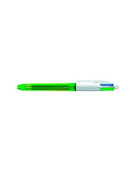 Boligrafo bic cuatro colores azul negro rojo amarillo fluor punta media 1 mm