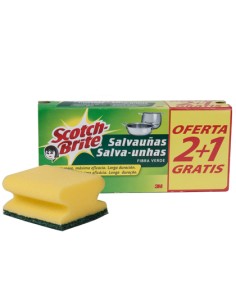 Estropajo salvaunas scotch brite fibra verde paquete 3x2
