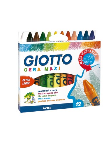 Lapices cera giotto maxi caja de 12 colores surtidos
