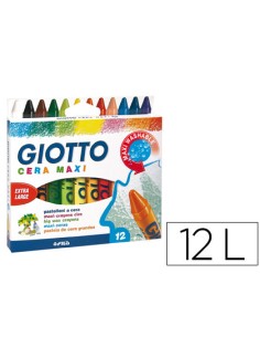Lapices cera giotto maxi caja de 12 colores surtidos