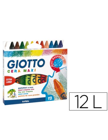 Lapices cera giotto maxi caja de 12 colores surtidos