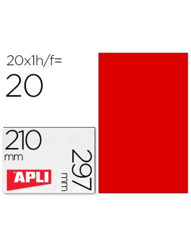 Etiqueta adhesiva apli 02880 tamano 210x297 mm para fotocopiadora laser ink jet caja con 20 hojas din a4 rojo