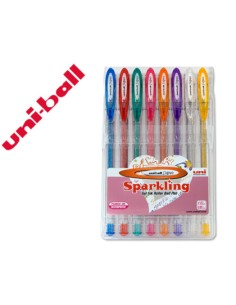 Boligrafo uni ball um 120 signo 07 mm tinta gel estuche de 8 colores con purpurina