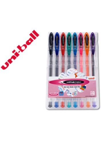 Boligrafo uni ball um 120 signo 07 mm tinta gel estuche de 8 colores basicos