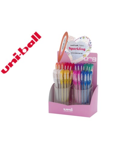 Boligrafo uni ball um 120 signo 07 mm tinta gel expositor de 48 colores con purpurina