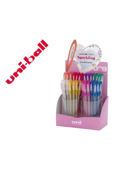 Boligrafo uni ball um 120 signo 07 mm tinta gel expositor de 48 colores con purpurina