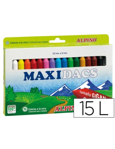 Lapices cera alpino maxidacs caja de 15 unidades colores surtidos