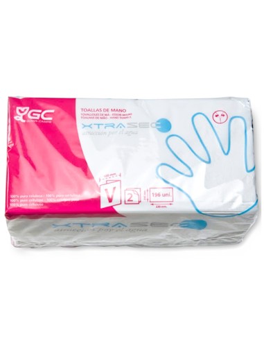 Toalla de papel mano engarzada ecologica 20x23 cm 2 capas paquete con 196 unidades