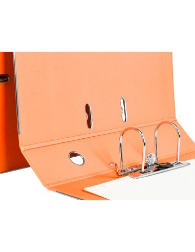 Archivador de palanca liderpapel folio documenta forrado pvc con rado lomo 75mm naranja con compresor