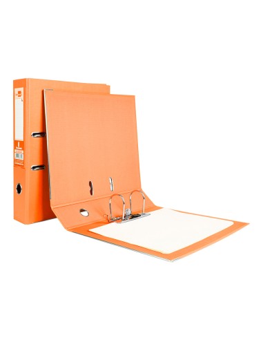 Archivador de palanca liderpapel folio documenta forrado pvc con rado lomo 75mm naranja con compresor