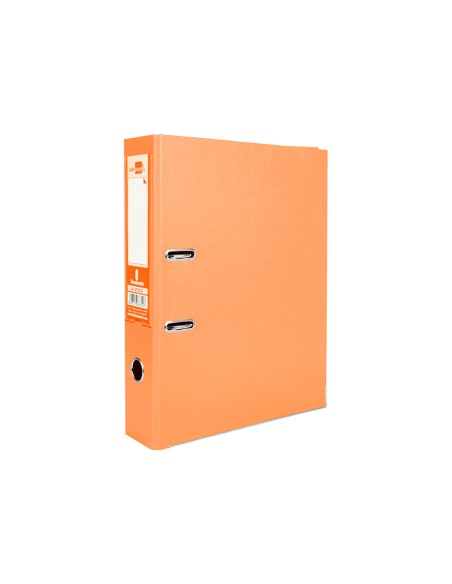 Archivador de palanca liderpapel folio documenta forrado pvc con rado lomo 75mm naranja con compresor