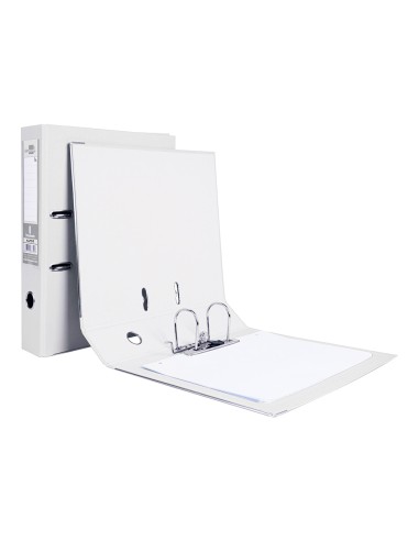 Archivador de palanca liderpapel folio documenta forrado pvc con rado lomo 75mm blanco con compresor