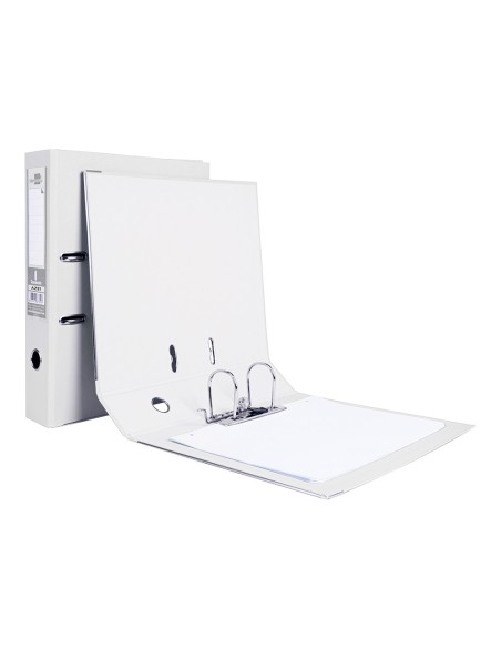 Archivador de palanca liderpapel folio documenta forrado pvc con rado lomo 75mm blanco con compresor
