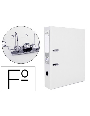 Archivador de palanca liderpapel folio documenta forrado pvc con rado lomo 75mm blanco con compresor