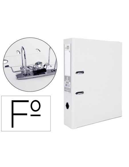 Archivador de palanca liderpapel folio documenta forrado pvc con rado lomo 75mm blanco con compresor