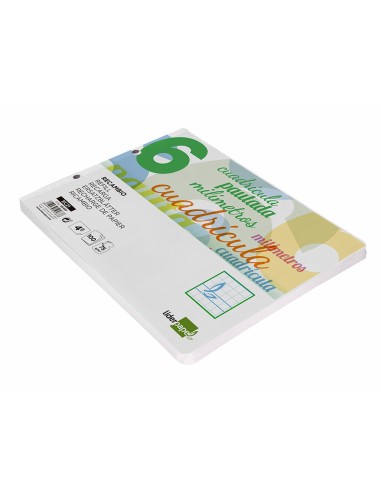 Recambio liderpapel cuarto apaisado pautaguia 100 hojas 75 g cuadriculado pautado 6 mm con margen 2 taladros