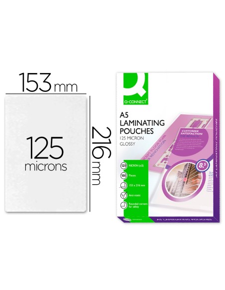 Bolsa de plastificar q connect 153 x 216 mm 125 mc din a5 a caja de 100 unidades Bolsa de plastificar q connect 153 x 216 mm 125 mc din a5 a caja de 100 unidades